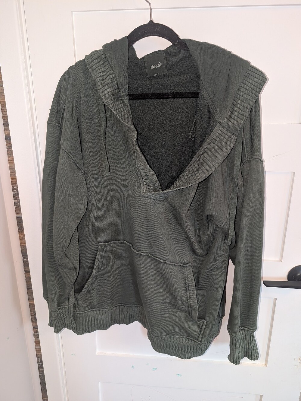 Aerie Olive Green Hooded Pullover Sweater